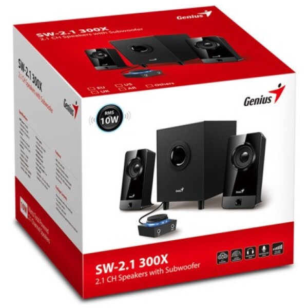 ⁦סט רמקולים Genius SW-2.1 300X 2.1CH Speakers + Subwoofer שחור⁩ – תמונה ⁦2⁩