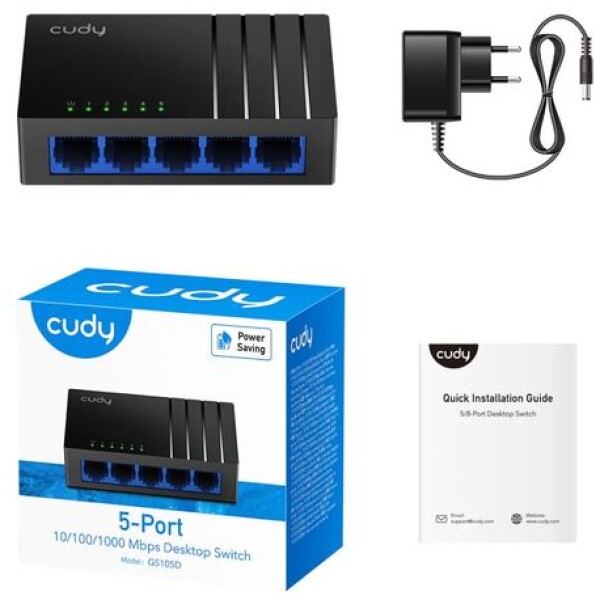 ⁦סוויטש רשת Cudy 5 Port Ethernet Switch 1000Mbps GS105D⁩ – תמונה ⁦2⁩