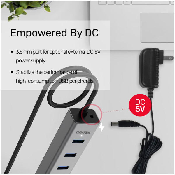 ⁦מפצל USB עם ספק כוח Unitek 7 Ports Powered USB 3.0 Hub⁩ – תמונה ⁦4⁩