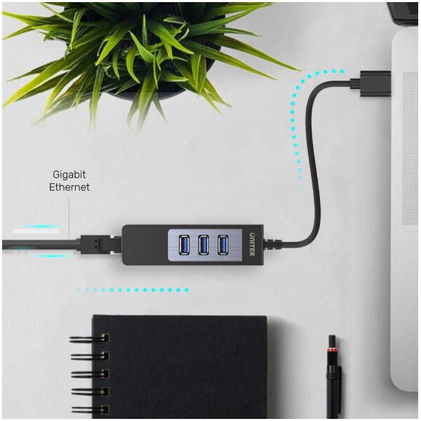 ⁦Unitek 4-in-1 USB 3.0 Ethernet Hub⁩ – תמונה ⁦2⁩