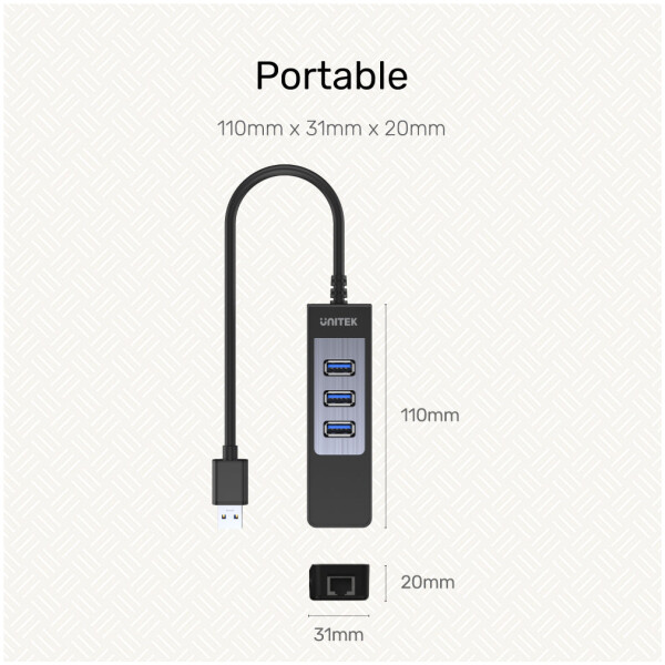 ⁦Unitek 4-in-1 USB 3.0 Ethernet Hub⁩ – תמונה ⁦5⁩