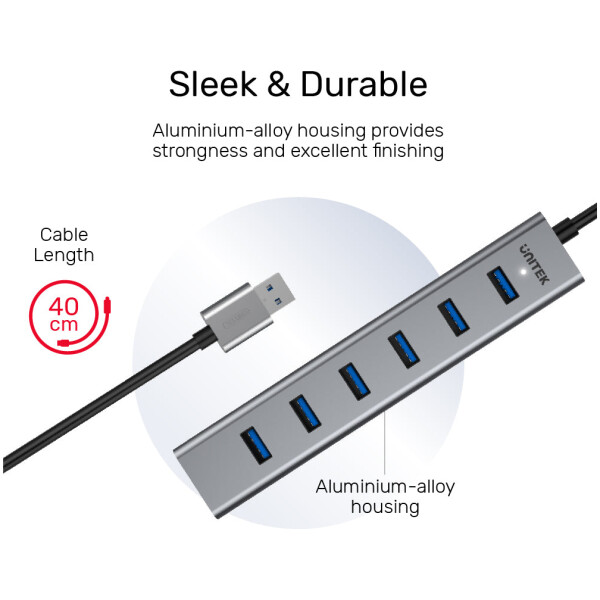 ⁦מפצל USB עם ספק כוח Unitek 7 Ports Powered USB 3.0 Hub⁩ – תמונה ⁦6⁩
