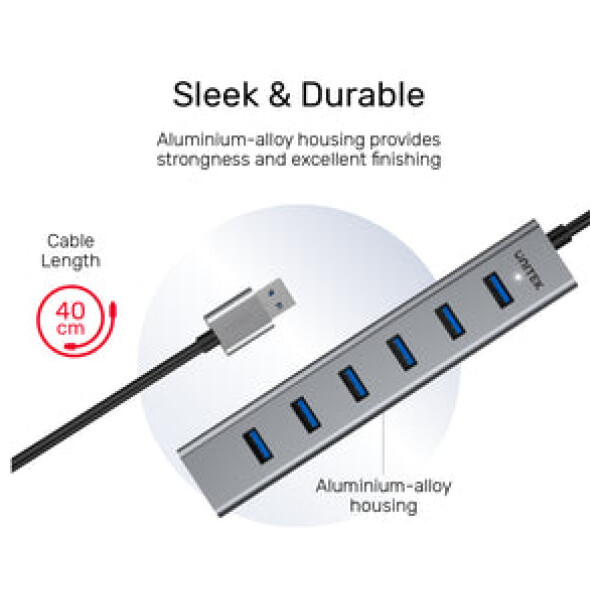 ⁦מפצל USB עם ספק כוח Unitek 7 Ports Powered USB 3.0 Hub⁩ – תמונה ⁦13⁩