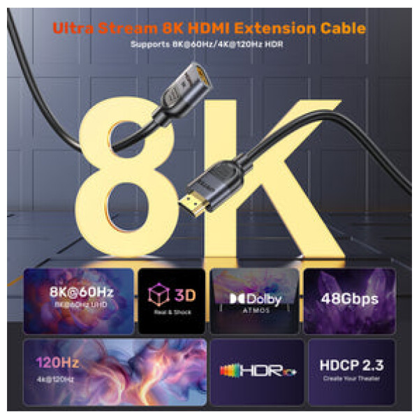 ⁦Unitek Ultra Stream 8K HDMI Extension Cable⁩ – תמונה ⁦14⁩