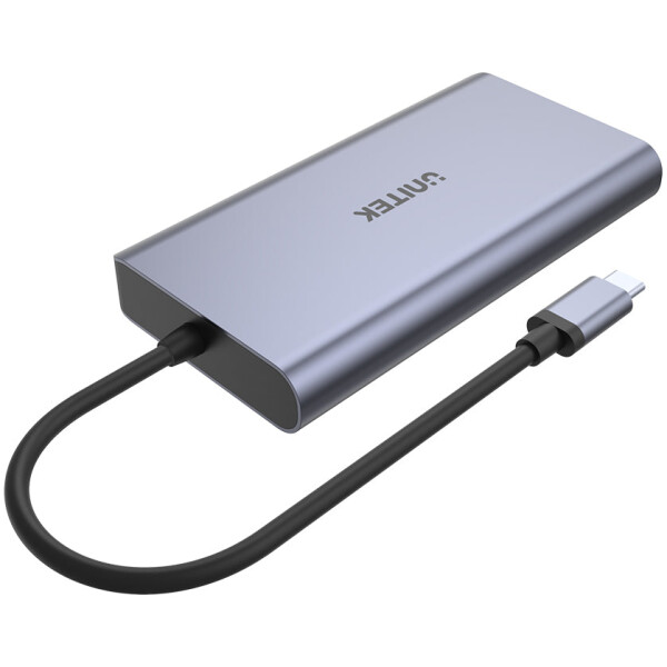 ⁦תחנת עגינה Unitek uHUB S7+ 7-in-1 USB-C Ethernet Hub with MST Dual Monitor, 100W Power Delivery and Card Reader⁩ – תמונה ⁦2⁩