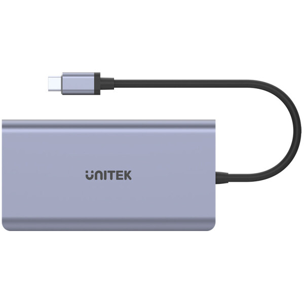 ⁦תחנת עגינה Unitek uHUB S7+ 7-in-1 USB-C Ethernet Hub with MST Dual Monitor, 100W Power Delivery and Card Reader⁩ – תמונה ⁦4⁩