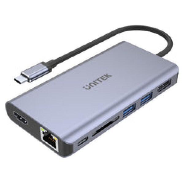 ⁦תחנת עגינה Unitek uHUB S7+ 7-in-1 USB-C Ethernet Hub with MST Dual Monitor, 100W Power Delivery and Card Reader⁩ – תמונה ⁦9⁩