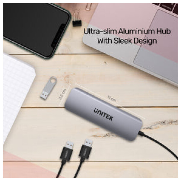 ⁦מפצל Unitek uHUB P5+ 4 Ports Powered USB-C Hub⁩ – תמונה ⁦10⁩