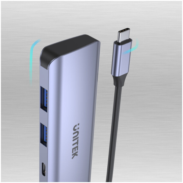 ⁦מפצל Unitek uHUB Q4 Next USB-C HUB - to 2x Type C + 2x USB 3.0⁩ – תמונה ⁦6⁩