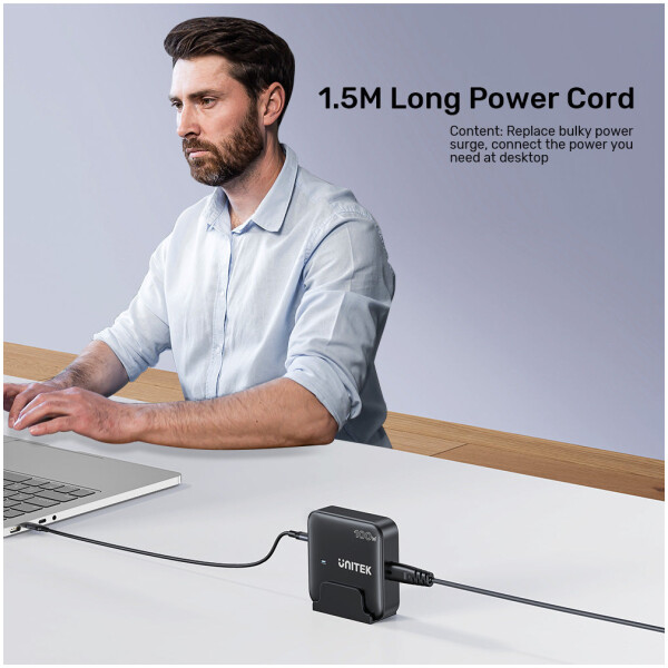 ⁦תחנת הטענה Unitek 100W Desktop GaN Charging Station (מתאים גם למחשב נייד בType C)⁩ – תמונה ⁦6⁩