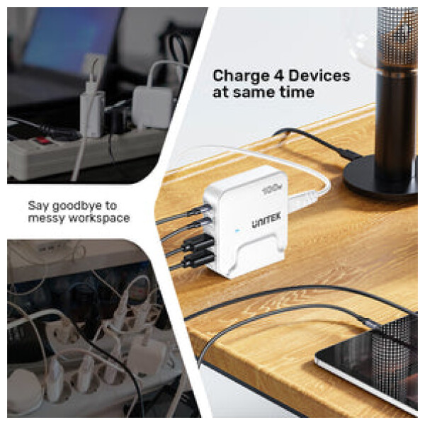 ⁦תחנת הטענה Unitek 100W Desktop GaN Charging Station (מתאים גם למחשב נייד בType C)⁩ – תמונה ⁦19⁩