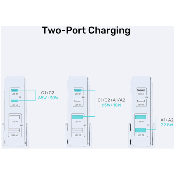 ⁦תחנת הטענה Unitek 100W Desktop GaN Charging Station (מתאים גם למחשב נייד בType C)⁩ – תמונה ⁦9⁩