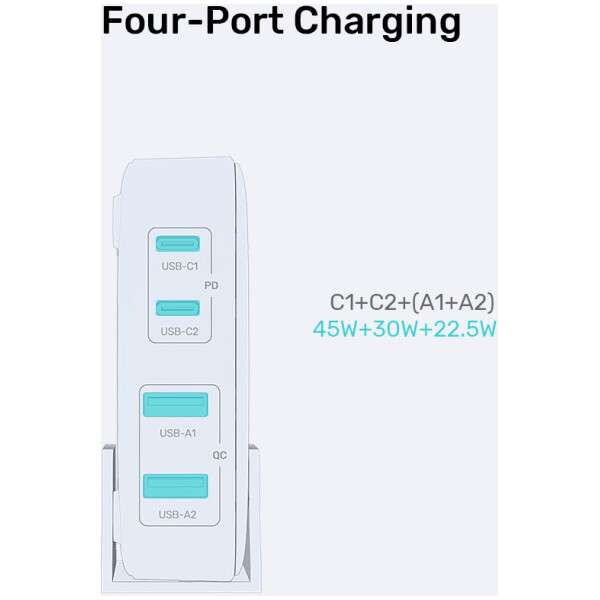 ⁦תחנת הטענה Unitek 100W Desktop GaN Charging Station (מתאים גם למחשב נייד בType C)⁩ – תמונה ⁦10⁩