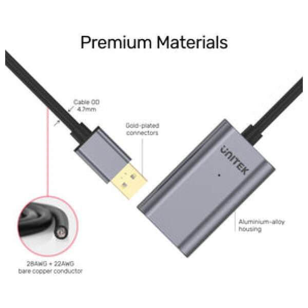 ⁦כבל מאריך אקטיבי Unitek USB 2.0 Extension Cable - אורך 5 מטר⁩ – תמונה ⁦16⁩