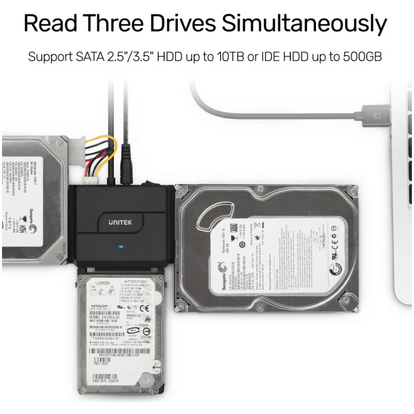⁦ערכת טכנאי Unitek SmartLink Trinity USB 3.0 to SATA II & IDE HDD & SSD Adapter⁩ – תמונה ⁦5⁩