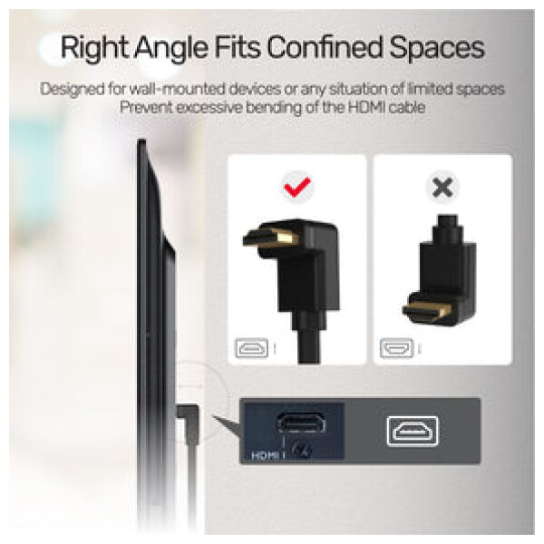 ⁦Unitek 4K 60Hz High Speed HDMI Right Angle 270° Cable⁩ – תמונה ⁦11⁩