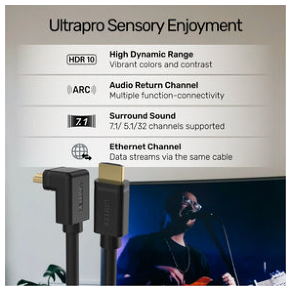 ⁦Unitek 4K 60Hz High Speed HDMI Right Angle 270° Cable⁩ – תמונה ⁦13⁩