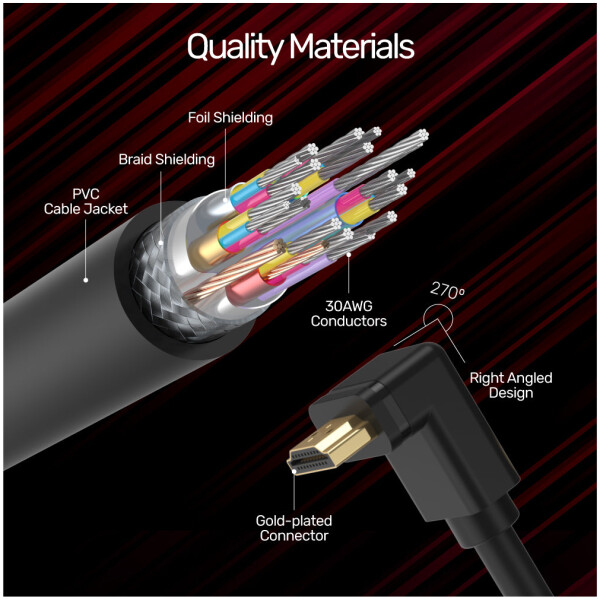 ⁦Unitek 4K 60Hz High Speed HDMI Right Angle 270° Cable⁩ – תמונה ⁦7⁩