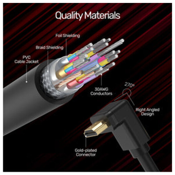 ⁦Unitek 4K 60Hz High Speed HDMI Right Angle 270° Cable⁩ – תמונה ⁦14⁩
