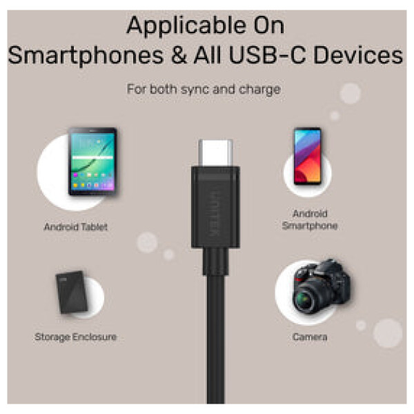 ⁦כבל נתונים וטעינה Unitek USB-C PD60W Charging Cable with 5Gbps (USB 3.0)⁩ – תמונה ⁦9⁩