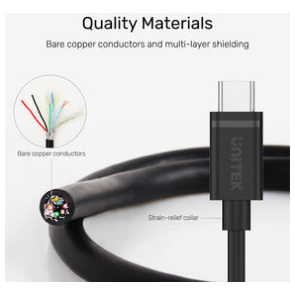 ⁦כבל נתונים וטעינה Unitek USB-C PD60W Charging Cable with 5Gbps (USB 3.0)⁩ – תמונה ⁦10⁩