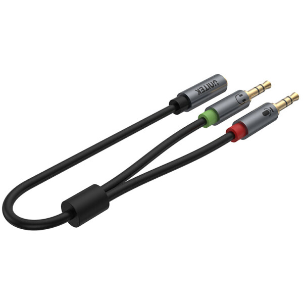 ⁦מפצל אוזניות Unitek Headset Adapter (Dual 3.5mm Plug to 3.5mm Jack) Stereo Audio Cable⁩ – תמונה ⁦3⁩