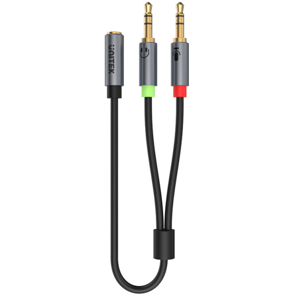 ⁦מפצל אוזניות Unitek Headset Adapter (Dual 3.5mm Plug to 3.5mm Jack) Stereo Audio Cable⁩ – תמונה ⁦4⁩