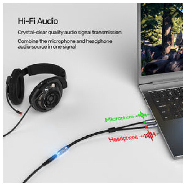 ⁦מפצל אוזניות Unitek Headset Adapter (Dual 3.5mm Plug to 3.5mm Jack) Stereo Audio Cable⁩ – תמונה ⁦8⁩