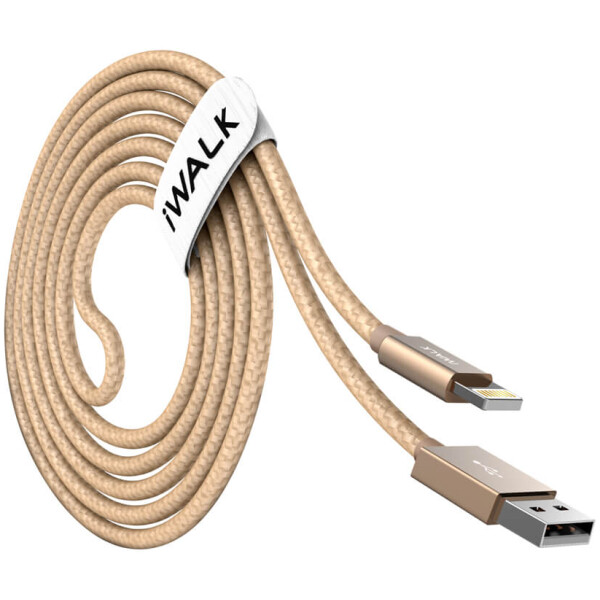 ⁦כבל שזור iWalk USB to Lightning זהב - 2 מטר⁩ – תמונה ⁦2⁩