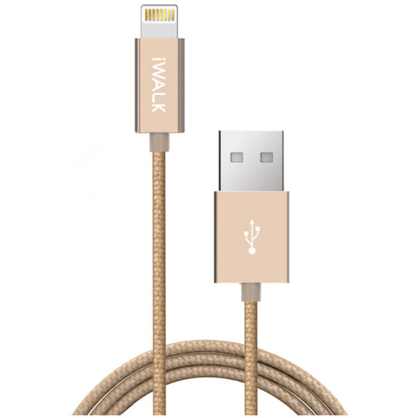 כבל שזור iWalk USB to Lightning זהב - 2 מטר