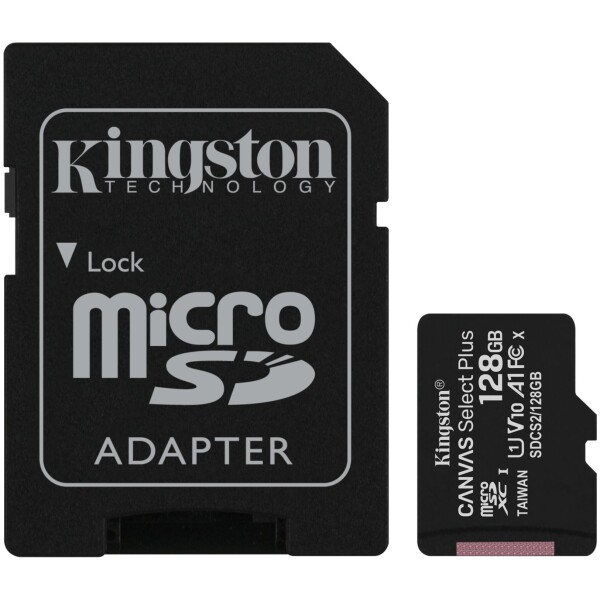 ⁦כרטיס זכרון עם מתאם Kingston MicroSD Canvas Select+ 128GB⁩ – תמונה ⁦2⁩
