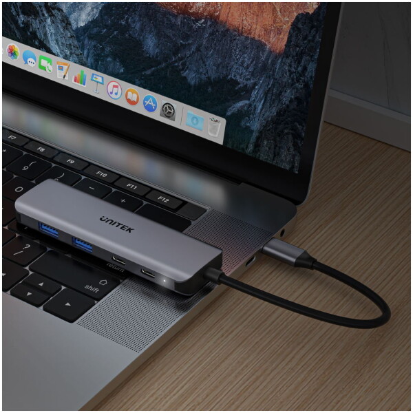 ⁦מפצל Unitek uHUB Q4 Next USB-C HUB - to 2x Type C + 2x USB 3.0⁩ – תמונה ⁦7⁩