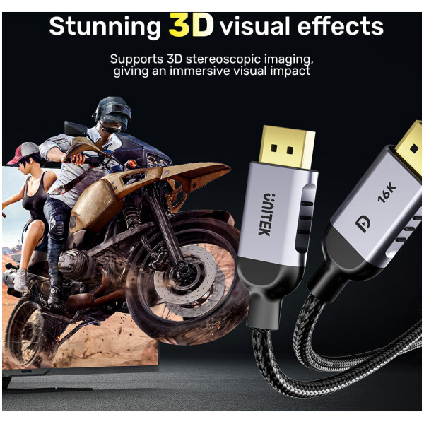 ⁦כבל Unitek Gaming 8K@120Hz DisplayPort 2.1 Cable - אורך 3 מטר⁩ – תמונה ⁦5⁩