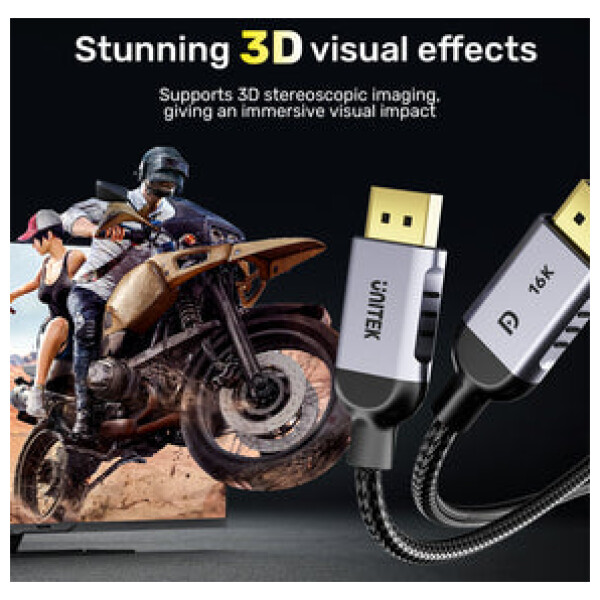 ⁦כבל Unitek Gaming 8K@120Hz DisplayPort 2.1 Cable - אורך 3 מטר⁩ – תמונה ⁦13⁩