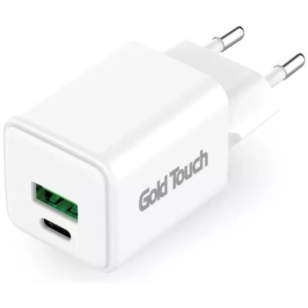 מטען קיר GoldTouch Dual Port USB-C & USB-A PD 30W לבן