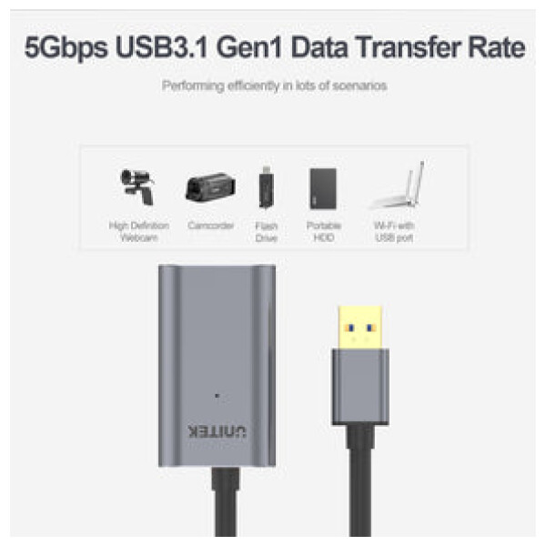 ⁦כבל מאריך אקטיבי Unitek USB 3.0 Extension Cable - אורך 5 מטר⁩ – תמונה ⁦14⁩