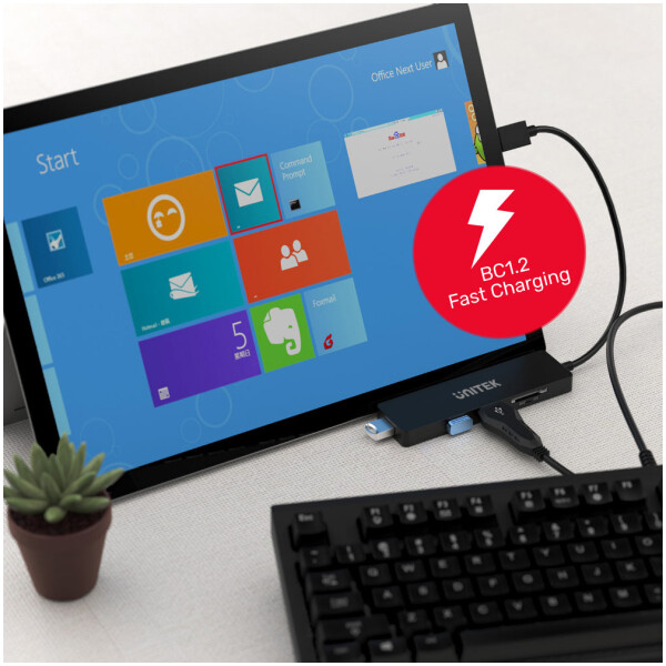 ⁦מפצל + קורא כרטיסי זכרון Unitek uHUB Q4+ 5-in-1 USB 3.0 Hub with Dual Card Reader⁩ – תמונה ⁦8⁩