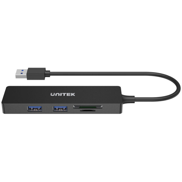 ⁦מפצל + קורא כרטיסי זכרון Unitek uHUB Q4+ 5-in-1 USB 3.0 Hub with Dual Card Reader⁩ – תמונה ⁦5⁩
