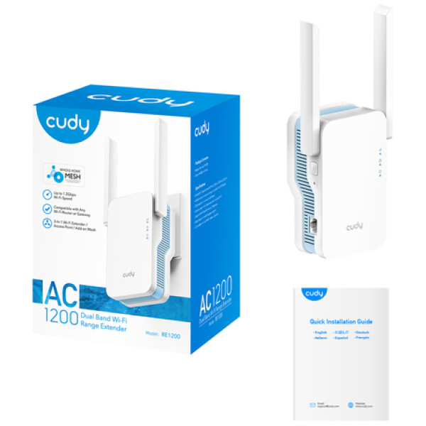 ⁦מגדיל טווח Cudy AC1200 Wi-Fi Mesh Repeater Dual Band⁩ – תמונה ⁦2⁩