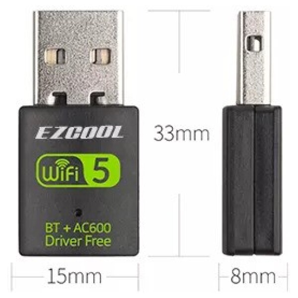⁦דונגל EZCool BWA-260 Wi-Fi 600Mbps Dual Band 2.4&5G 11AC + Bluetooth⁩ – תמונה ⁦2⁩