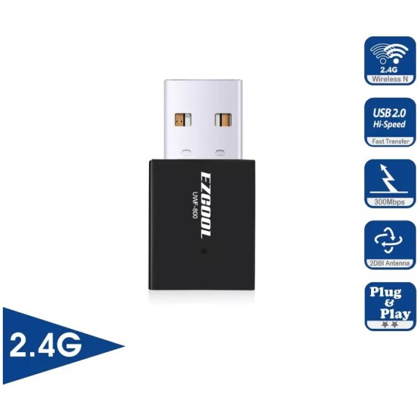 דונגל EZCool UWF-800 Wi-Fi 300Mbps 11N USB Mini Dongle Adapter