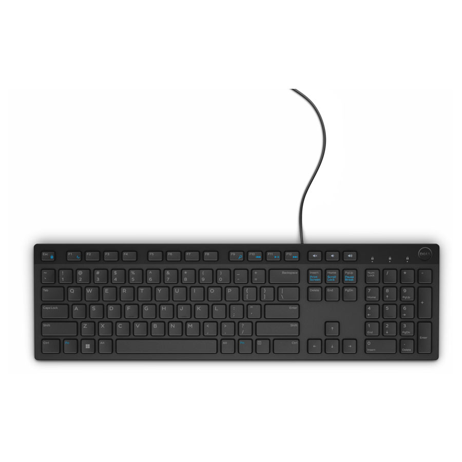 מקלדת חוטית Dell Multimedia KB216 Keyboard - מקשים שטוחים, צבע שחור, אריזה חומה