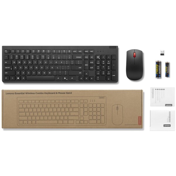 ⁦סט מקלדת ועכבר אלחוטיים Lenovo Essential Wireless Combo Keyboard & Mouse Gen 2 Black - צבע שחור, עברית/אנגלית⁩ – תמונה ⁦6⁩