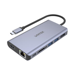 תחנת עגינה Unitek uHUB S7+ 7-in-1 USB-C Ethernet Hub with MST Dual Monitor, 100W Power Delivery and Card Reader – תמונה 9
