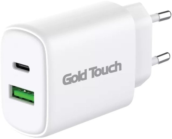 מטען קיר GoldTouch Dual Port USB-C & USB-A PD 20W לבן