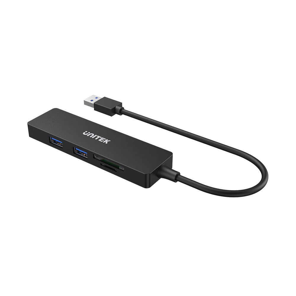 מפצל + קורא כרטיסי זכרון Unitek uHUB Q4+ 5-in-1 USB 3.0 Hub with Dual Card Reader – תמונה 3