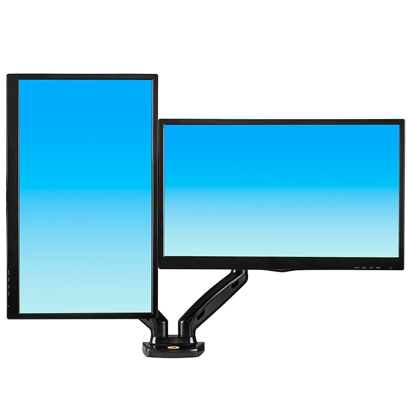 זרוע שולחנית כפולה לזוג מסכי מחשב North Bayou F160 17-27" VESA 75/100mm עד משקל 9kg - בוכנות גז - צבע שחור – תמונה 5