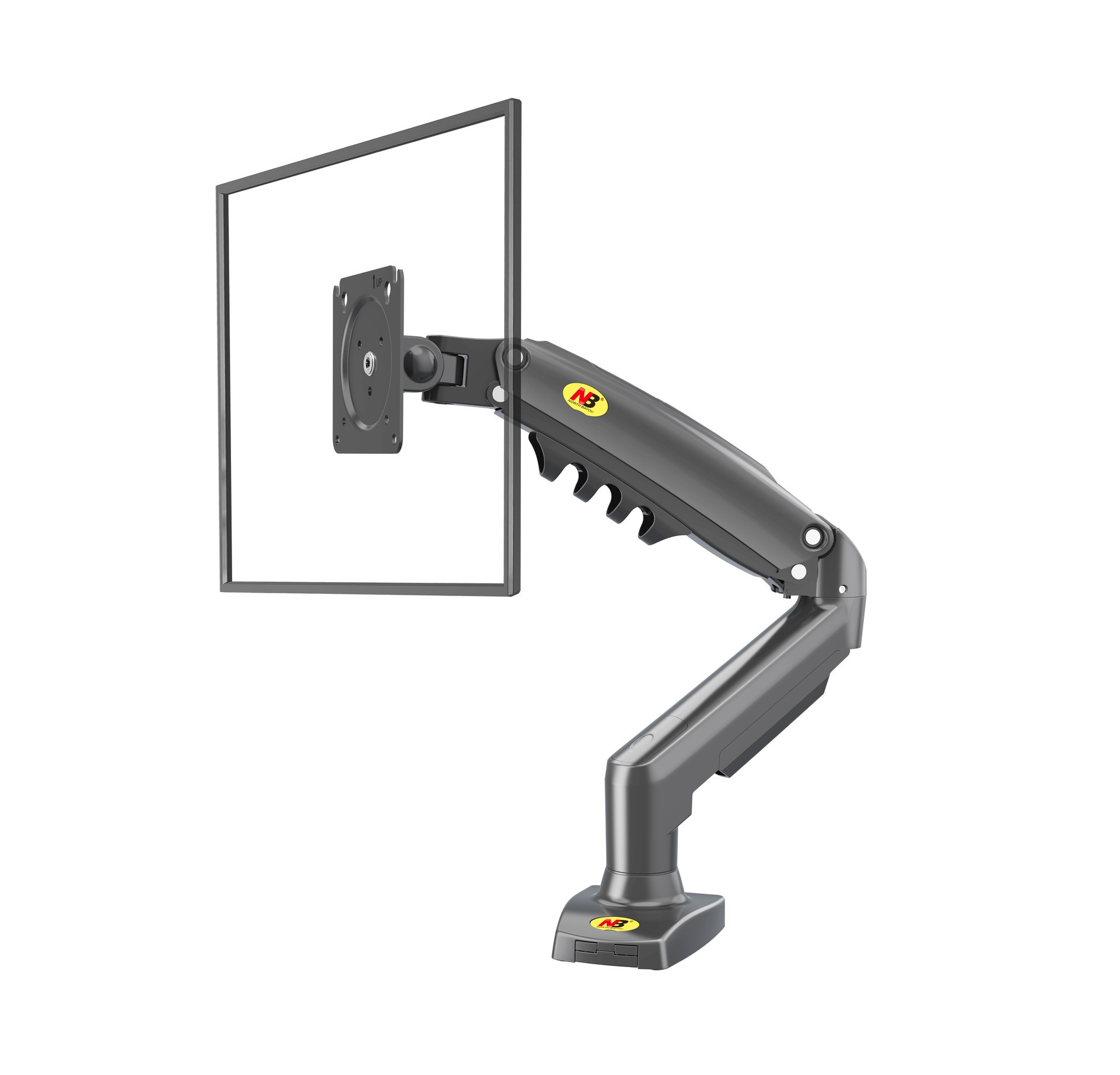 זרוע שולחנית למסך מחשב בודד North Bayou F80 17-30" VESA 75/100mm עד משקל 9kg - בוכנת גז - צבע שחור