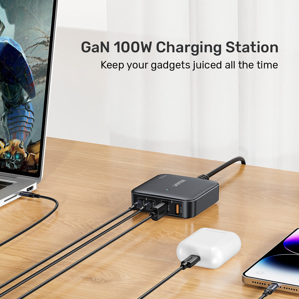 תחנת הטענה Unitek 100W Desktop GaN Charging Station (מתאים גם למחשב נייד בType C) – תמונה 3