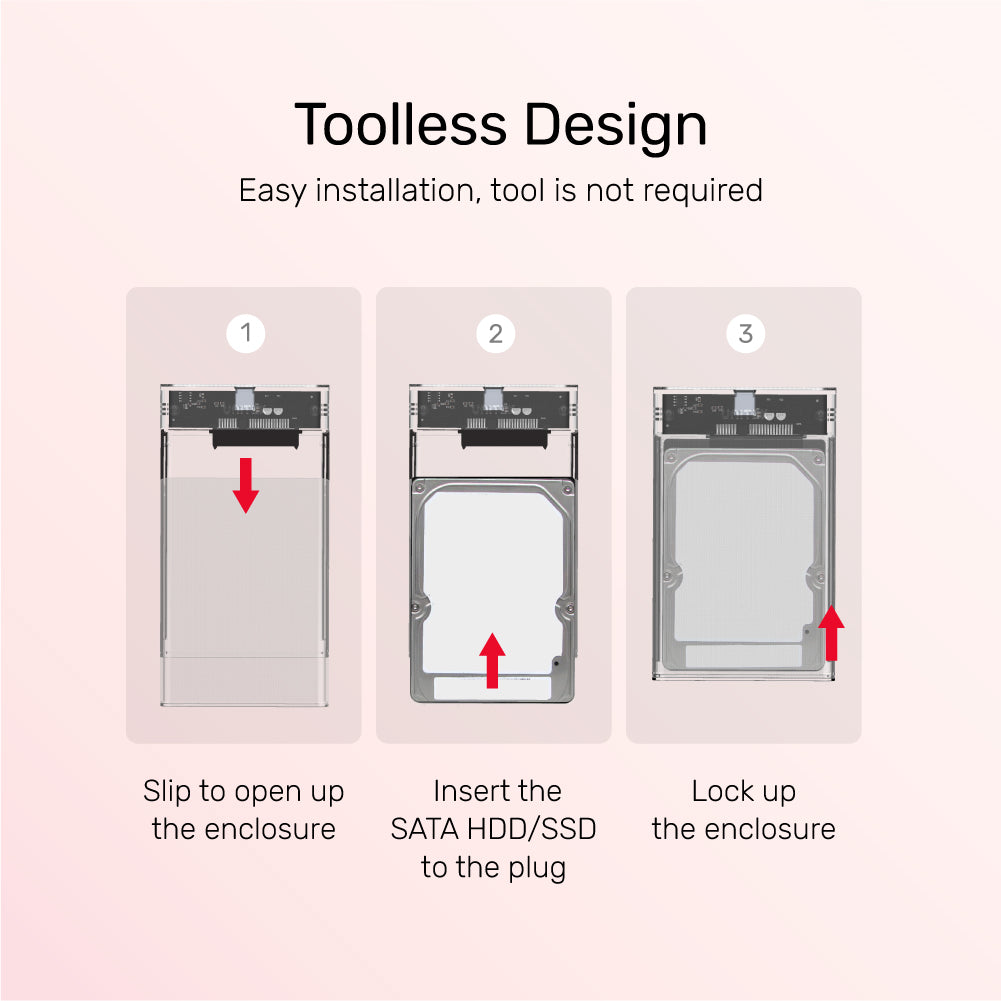 מארז שקוף לדיסק Unitek DiskGuard Limpid R USB-C to SATA6G 2.5 HDD/SSD HDD & SSD Enclosure – תמונה 11